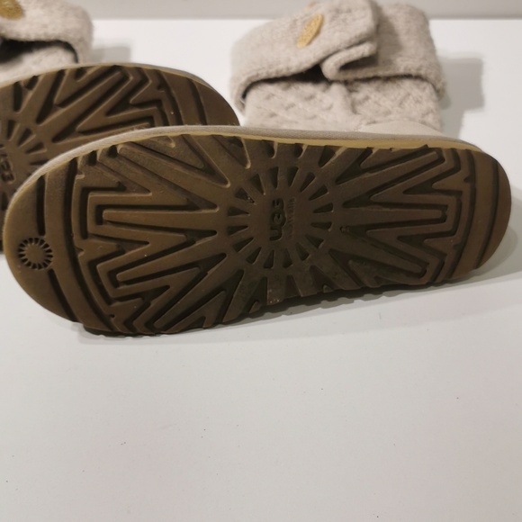 UGG Neutrals Cardi Cardu Beige Cream Lattice Sweater Knit Tall Boots - Picture 3 of 9